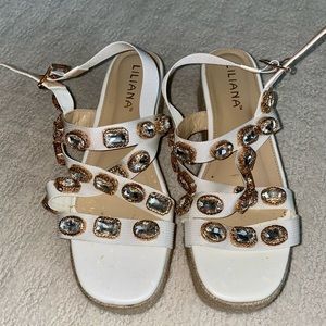 LILIANA diamond detail platform espadrilles - white